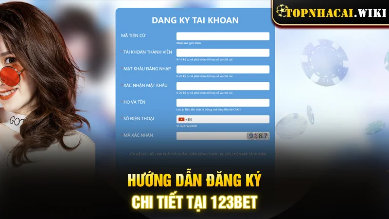 Hướng dẫn đăng ký chi tiết tại 123BET