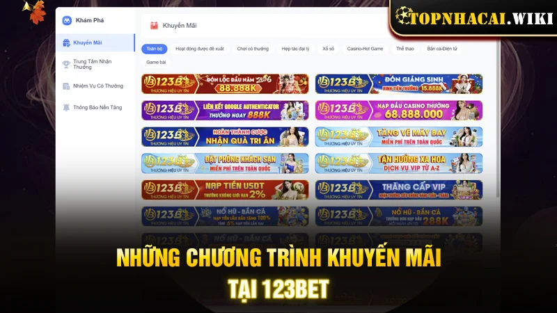 Những chương trình khuyến mãi tại 123BET