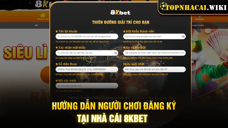 Hướng dẫn người chơi đăng ký tại nhà cái 8KBet