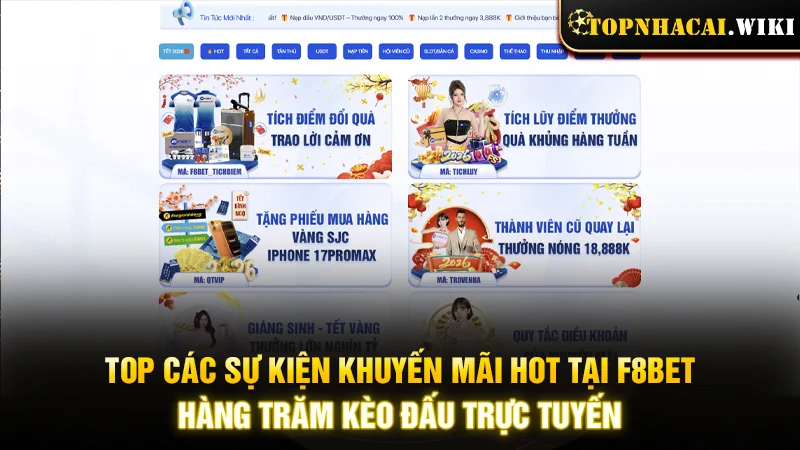 Top các sự kiện khuyến mãi hot tại F8BET