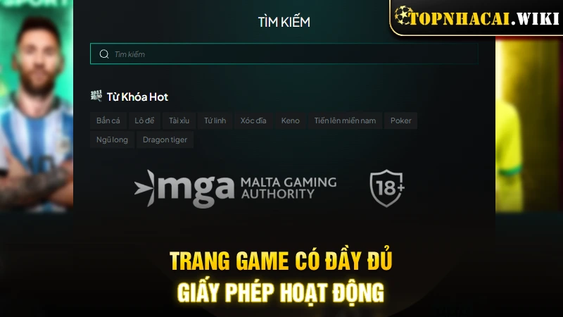 Trang game có đầy đủ giấy phép hoạt động