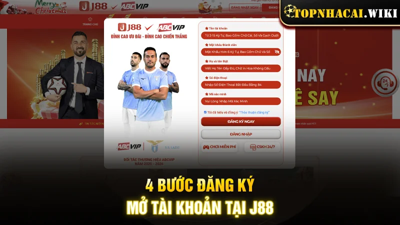 4 bước đăng ký mở tài khoản tại J88