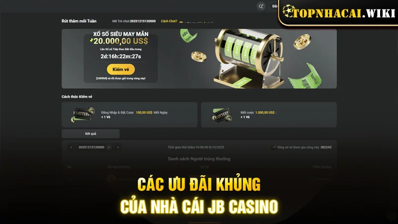 Các ưu đãi khủng của nhà cái JB