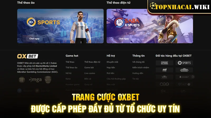 Trang cược OXBET được cấp phép đầy đủ từ tổ chức uy tín