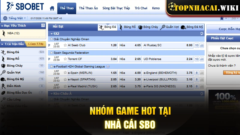 Nhóm game hot tại nhà cái uy tín SBOBET